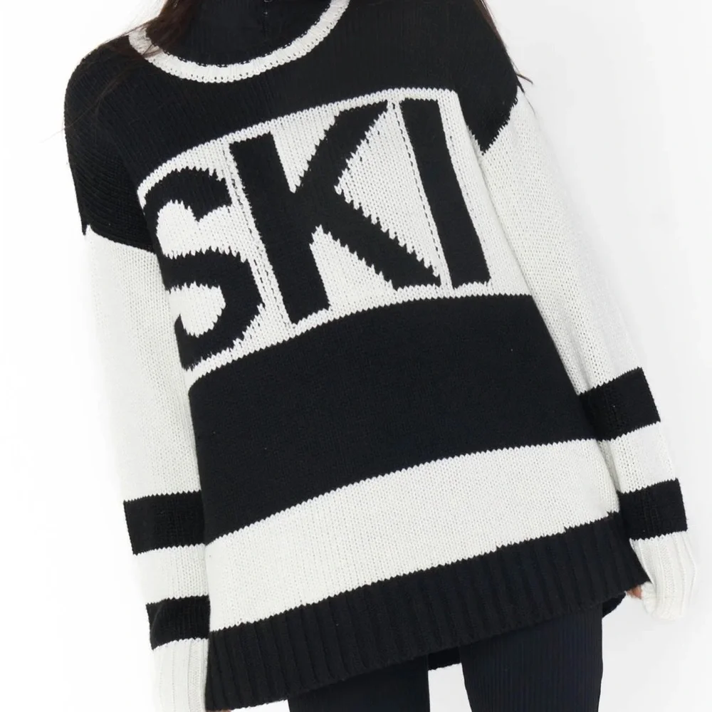 NWOT Show Me Your Mumu Black & White Ski Sweater - Picture 2 of 7